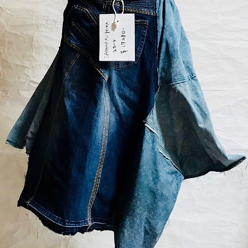 古着リメイク】USED REMAKE DENIM EMBROIDERY SKIRT ミニスカート