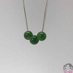 925 Silver Diopside 9.8mm Beads Pendant Necklace 1枚目の画像