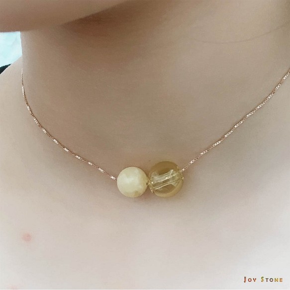 手工項鍊十一月誕生石黃玉925純銀玫瑰金寶石香氛琉璃珠 免費禮物包裝 第1張的照片