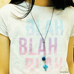 Blue Turquoise Cross Diffuser Lava Beaded Y-Necklace 1枚目の画像