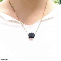 Titanium Steel Diffuser Necklace Black 14mm Big Lava Rock 1枚目の画像