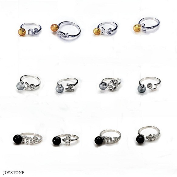 Silver Zodiac Sign Diffuser Adjustable Ring Art Glass 1枚目の画像