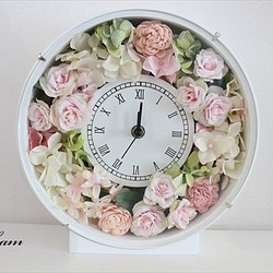 結婚式・結婚祝いに　花時計  クリームピンク系薔薇　　フラワー時計 1枚目の画像