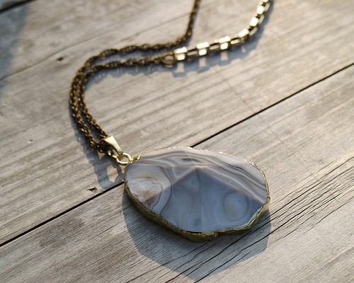 Jasmine】Botswana agate in the rough Necklace ドゥルージー 天然石