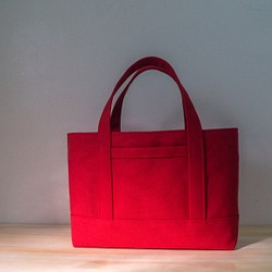 [ 訂單製作 ]小托特手提包/日本防潑八號帆布/正紅 第1張的照片