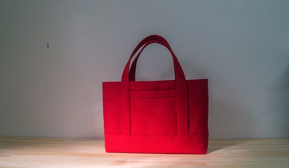[ 訂單製作 ]小托特手提包/日本防潑八號帆布/正紅 第1張的照片