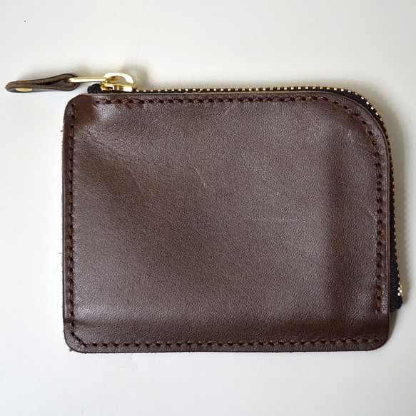 財布 メンズ 薄い財布 栃木レザー 革 ラウンドファスナー ダークブラウン 名入れ刻印可 送料無料 1枚目の画像
