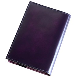書的封面男士皮革平裝書皮革祥雲“詩云”紫色字刻 第1張的照片