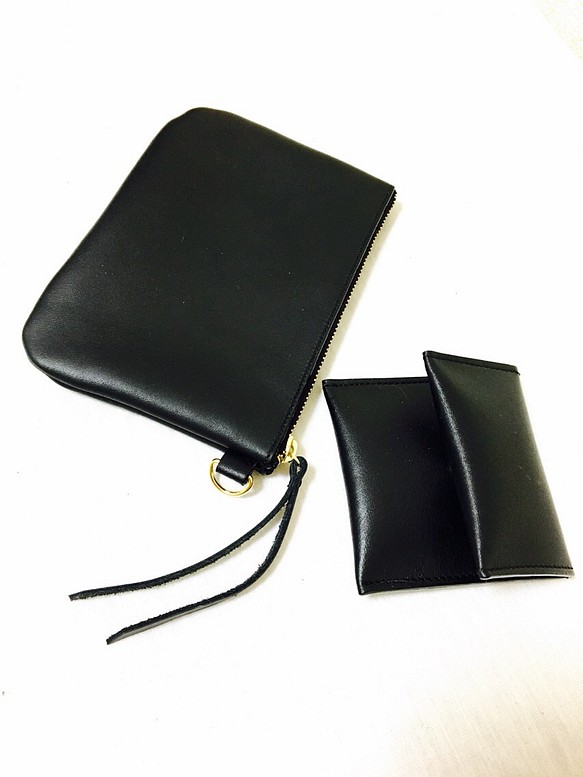 ☆cardcase&coincase Black レザー simpleデザイン 小銭入れ・コイン