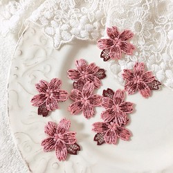 再入荷＊2枚セット 桜 さくら 花 フラワー ケミカルレースアップリケ