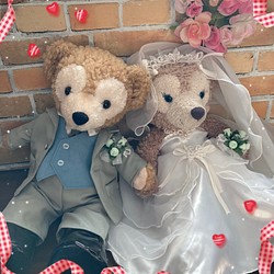ダッフィー&シェリーメイSサイズ☆結婚式ウエディングドレス☆ウエルカムドール 1枚目の画像