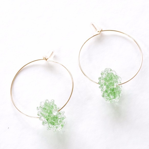 14kgf Mizore hoops Spring Green・みぞれのフープピアス/イヤリング