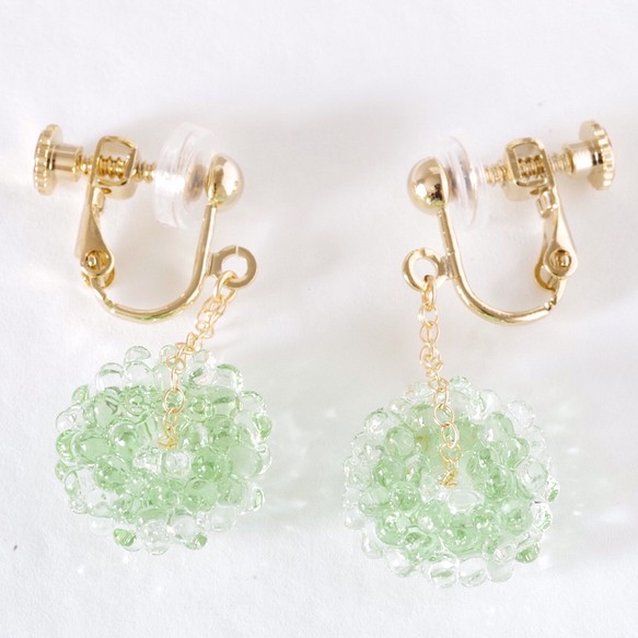 14kgf Mizore earrings Spring Green・ゆれるみぞれのピアス