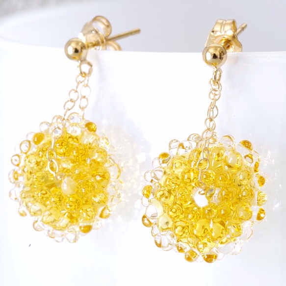 14kgf Mizore earrings Autumn Yellow・ゆれるみぞれのピアス