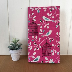 3段60枚カードケースカバー【小鳥とかご・ピンク】 1枚目の画像