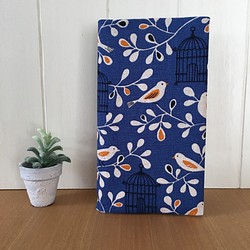 3段60枚カードケースカバー【小鳥とかご・ブルー】 1枚目の画像