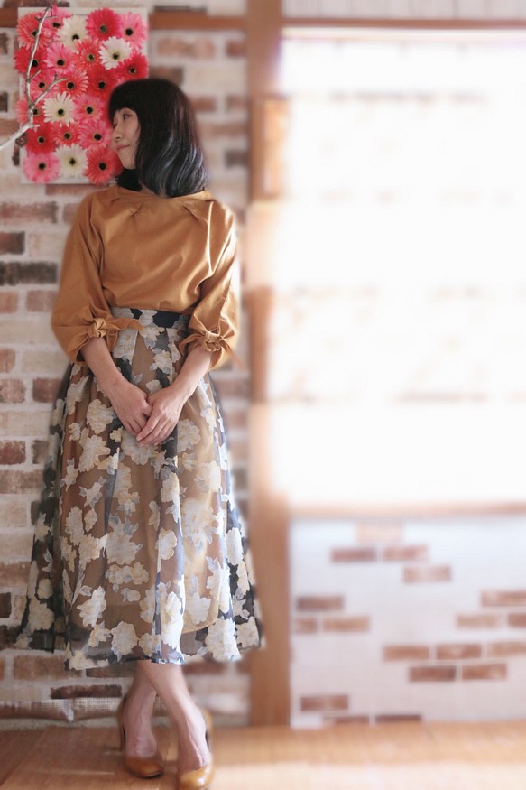 オーガンジースカートと2colorのペチコート ネイビー×オレンジS〜M 1枚目の画像