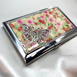 友禅和紙のカードケースdeluxe 桜と蝶 1枚目の画像