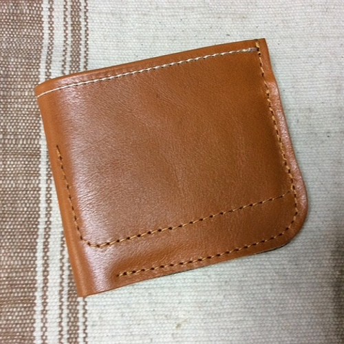 牛革イタリアンレザーシンプル薄型コンパクト折り財布 キャメル ミニ 