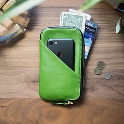 alto 皮革手機收納包 - 萊姆綠 皮革保護套 護照夾 手拿包 第1張的照片