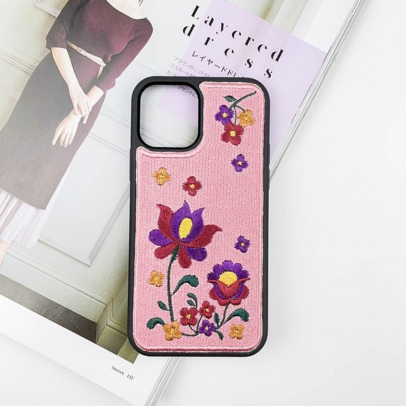 【瑪捷玫瑰花園】波爾多粉紫/刺繡手機殼/客製化 iPhone14 第1張的照片