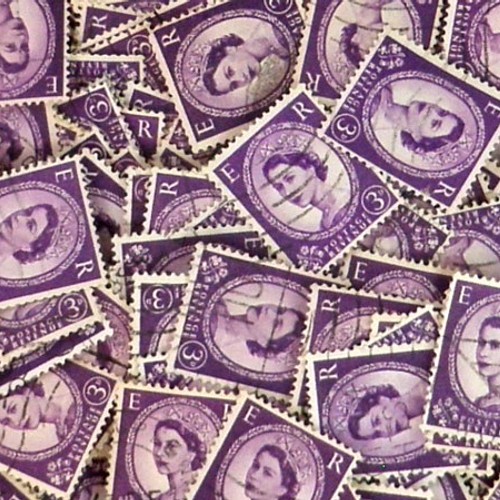 Vintageエリザベス女王切手20枚・紫 DA-CO020 包装紙・ラッピング
