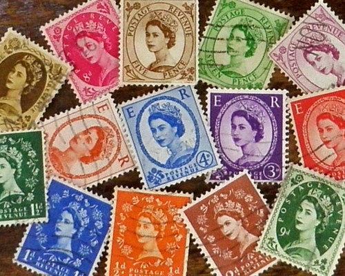 Vintageエリザベス女王切手14色 DA-CO022 包装紙・ラッピング
