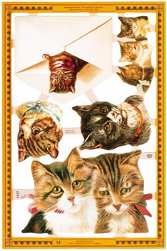 イギリス製クロモス 猫のお手紙 ラメなし DA-CHE039 1枚目の画像