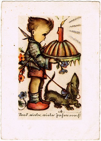 アンティークポストカード 【クグロフを持った男の子】ベルタ・フンメル DA-ACH008 1枚目の画像