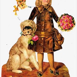 ドイツ製クロモス 外套の少女と犬  ラメなし　DA-CH009 1枚目の画像