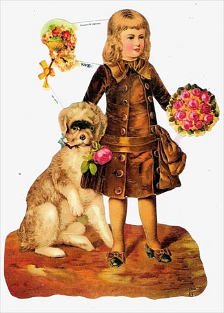 ドイツ製クロモス 外套の少女と犬  ラメなし　DA-CH009 1枚目の画像