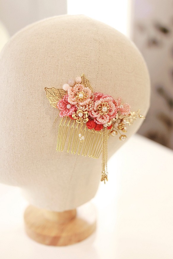 Handmade Beads Bridal Headpiece, Oriental headpiece 華麗新娘中式髮飾 第1張的照片
