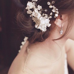 Bridal Haircomb, Swarovski Fascinator,White Headpiece,新娘花飾 第1張的照片