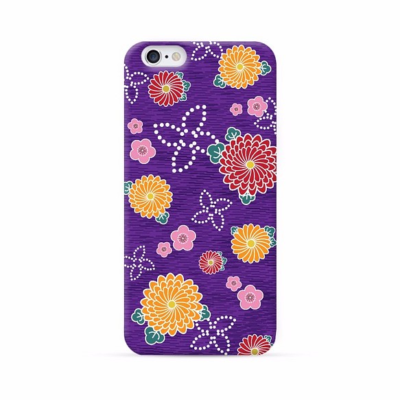◎iPhone 透明電話軟殼◎Samsung 透明手機軟殼◎ 日本紫色和服花紋圖案 第1張的照片