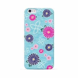 ◎iPhone 透明電話軟殼◎Samsung 透明手機軟殼◎ 日本粉藍色和服花紋圖案 第1張的照片