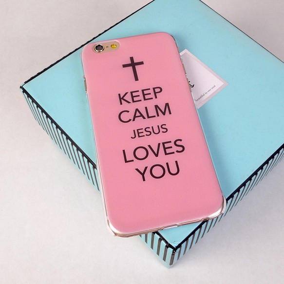 ◎iPhone 透明電話軟殼◎Samsung 透明手機軟殼◎手機配件◎ 粉紅色Keep Calm Jesus Loves 第1張的照片