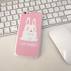 ◎iPhone 透明電話軟殼◎Samsung 透明手機軟殼◎手機配件◎ (粉紅色)我是兔兔圖案 第1張的照片
