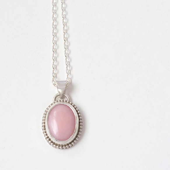 粉紅蛋白石純銀墬子 Pink opal pendant 第1張的照片