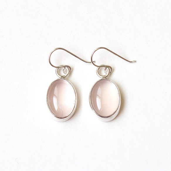 粉水晶純銀耳環 Rose quartz silver earrings 第1張的照片