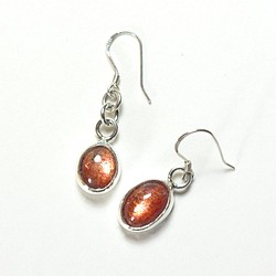 日光石純銀耳環 Sunstone silver earrings 第1張的照片
