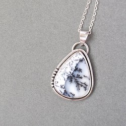 樹枝瑪瑙純銀墜 Dendrite agate silver pendant 第1張的照片