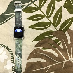 § AppleWatch 38mm / 42mm 真皮手錶帶 蘋果錶帶 §  綠色油彩 第1張的照片