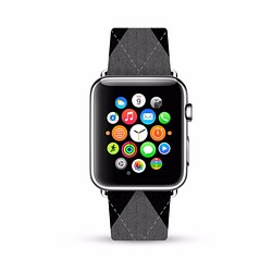§ AppleWatch 38mm / 42mm 真皮手錶帶 蘋果錶帶 § 灰黑色菱形 第1張的照片