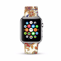 § AppleWatch 38mm / 42mm 真皮手錶帶 蘋果錶帶 § 棕色花樣 第1張的照片