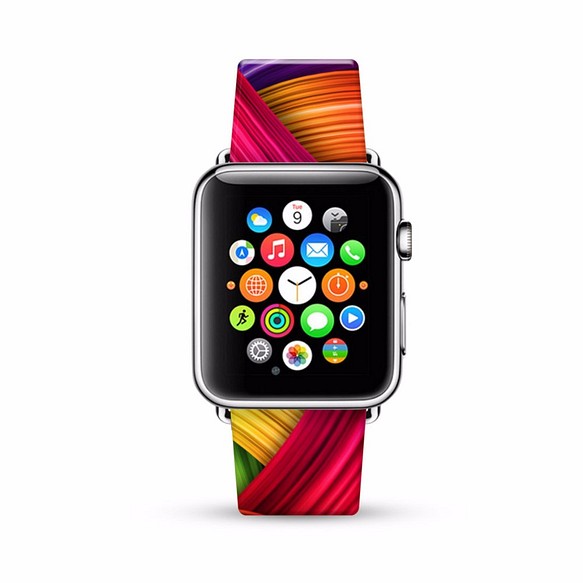 § AppleWatch 38mm / 42mm 真皮手錶帶 蘋果錶帶 § 色彩筆刷圖案 第1張的照片