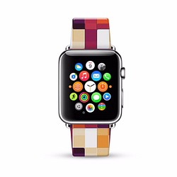 § AppleWatch 38mm / 42mm 真皮手錶帶 蘋果錶帶 §  色彩幾何圖案 第1張的照片