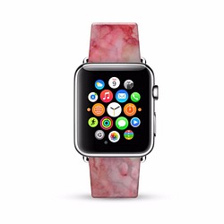§ AppleWatch 38mm / 42mm 真皮手錶帶 蘋果錶帶 § 粉紅雲石紋 第1張的照片