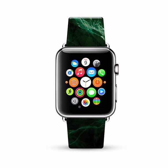 § AppleWatch 38mm / 42mm 真皮手錶帶 蘋果錶帶 § 綠雲石紋 第1張的照片