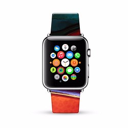 § AppleWatch 38mm / 42mm 真皮手錶帶 蘋果錶帶 §  橙色油彩 第1張的照片