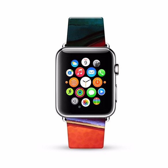 § AppleWatch 38mm / 42mm 真皮手錶帶 蘋果錶帶 §  橙色油彩 第1張的照片